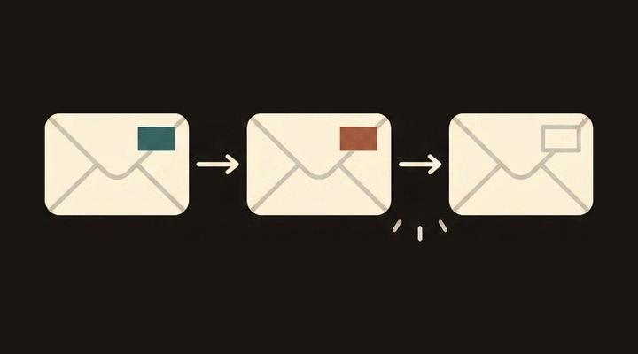 Three messages in sequence, each carrying exactly one job